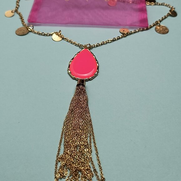 Lilly Pulitzer Moonlight Prosecco Necklace Disc Tassel On Gold Coins Statement - Picture 4 of 10